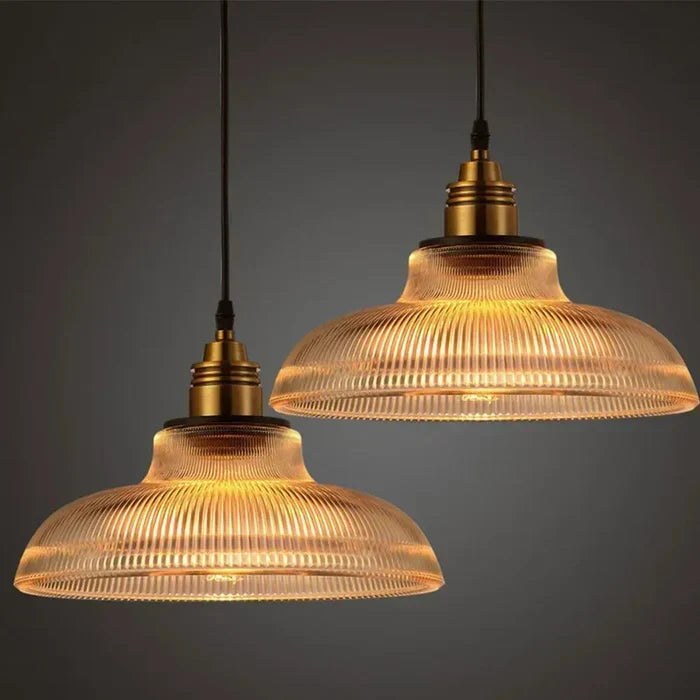Glass Pendant Light Fixture with Metal Frame – Modern Hanging Lamp for Dining Room, Living Room & Bedroom
