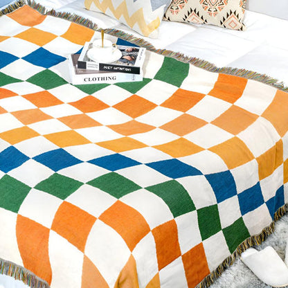 Clever Checkerboard Blanket - Polycotton Blend, Versatile Design