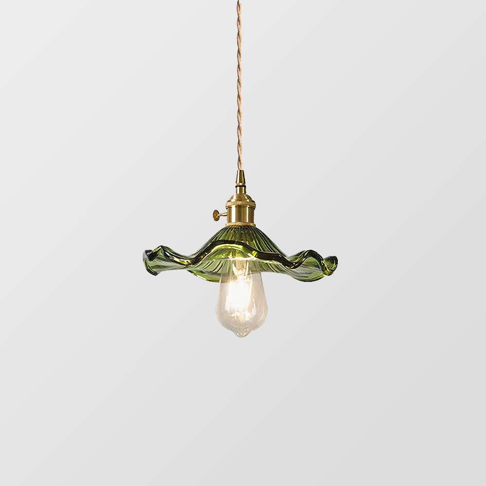 Floral Glass Hanging Fixture with Integrated LED for Dining Rooms & Bedrooms | Overhead Ambient Illumination | Modern Botanical Silhouette C