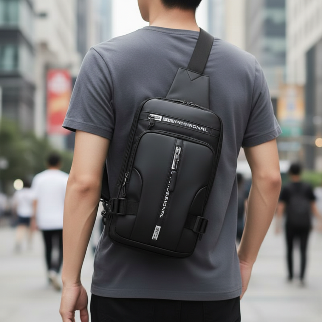 Bolso bandolera con cremalleras ocultas antirrobo y puerto de carga USB – Mochila de nailon resistente al agua para viajes, desplazamientos y uso diario