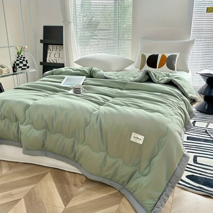 Manta refrescante ligera | Poliéster ultrasuave con elegante ribete gris | Perfecta para el hogar, viajes y camping