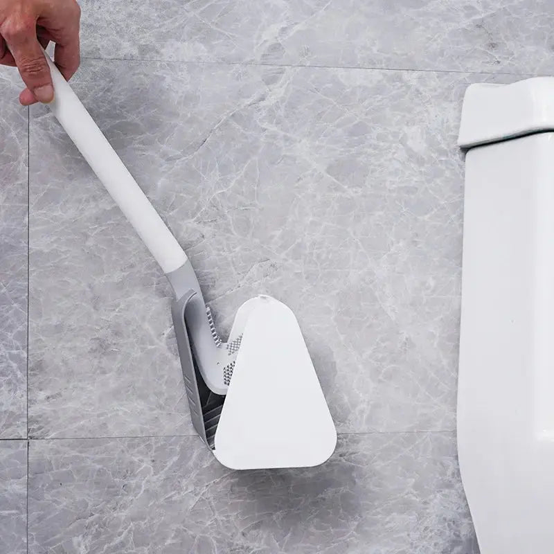 Silicone Toilet Brush with Quick-Dry Bristles for Hygienic Bathroom Cleaning, No-Drill Wall Mount Holder Included, Odor-Resistant Design for