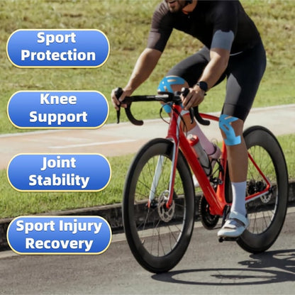 Pre-Cut Kinesiology Tape for Knee Support – 150% Stretch Cotton Athletic Tape for Pain Relief & Stability During Sports & Daily Activity