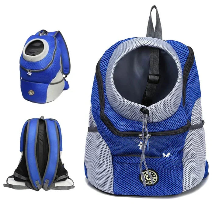Mochila transportadora para perros para caminar, hacer senderismo y ciclismo: bolsa de viaje ventilada para mascotas con clip de seguridad y correas acolchadas: ajuste regulable para