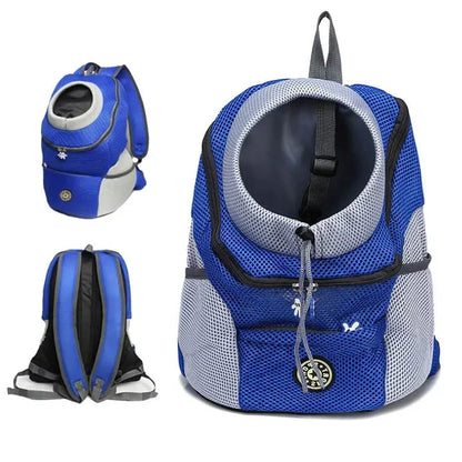 Mochila transportadora para perros para caminar, hacer senderismo y ciclismo: bolsa de viaje ventilada para mascotas con clip de seguridad y correas acolchadas: ajuste regulable para