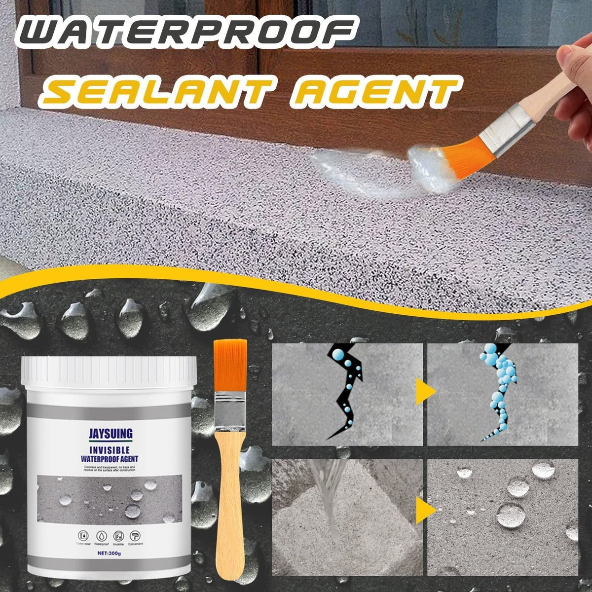 Clear Waterproof Leak Sealant for Roofs, Pipes, Windows & Cracks – Multi-Surface Repair Compound for Indoor & Outdoor Use