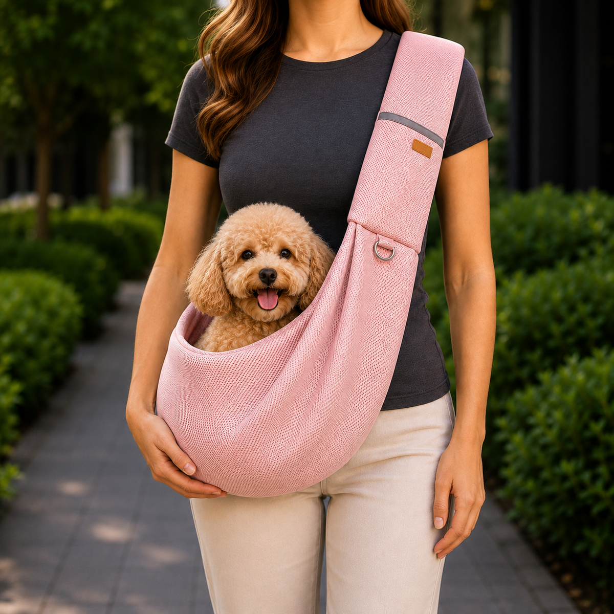 Ortekor Crossbody Pet Sling Carrier for Small Dogs & Cats - Breathable Hands-Free Travel Bag for Walks, Errands & Vet Visits