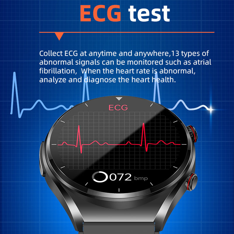 Health Monitoring Smartwatch with Glucose Tracker, Heart Rate, ECG, Blood Pressure & HRV Sensor for Daily Wellness & Fitness