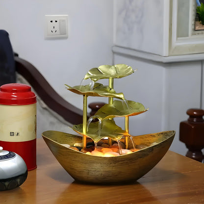 Fuente de mesa Tavren - Diseño de hoja de hierro con luz LED, cascada para interiores