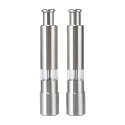 Electric Salt and Pepper Mill Set – One-Hand Push-Button Grinder with Stainless Steel Mechanism for Kitchen, Dining, Grilling