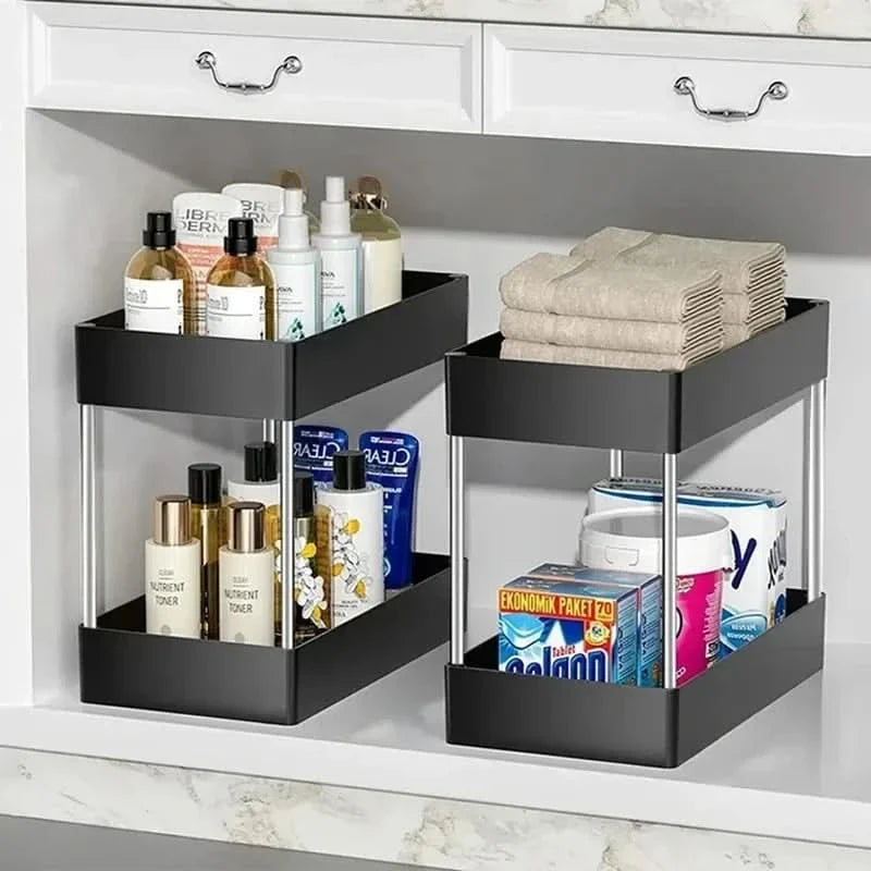 SLIDENEST – 2 Tier Under Sink Storage Organizer