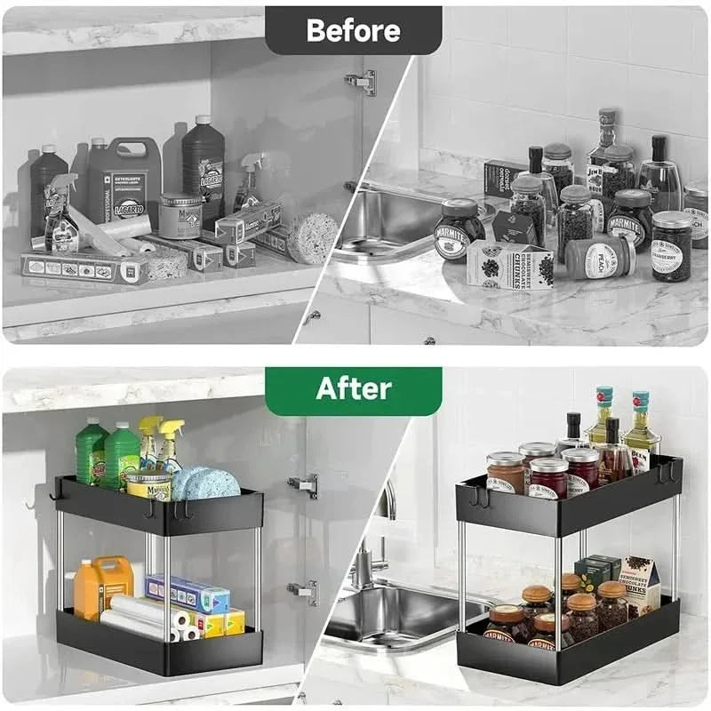 SLIDENEST – 2 Tier Under Sink Storage Organizer