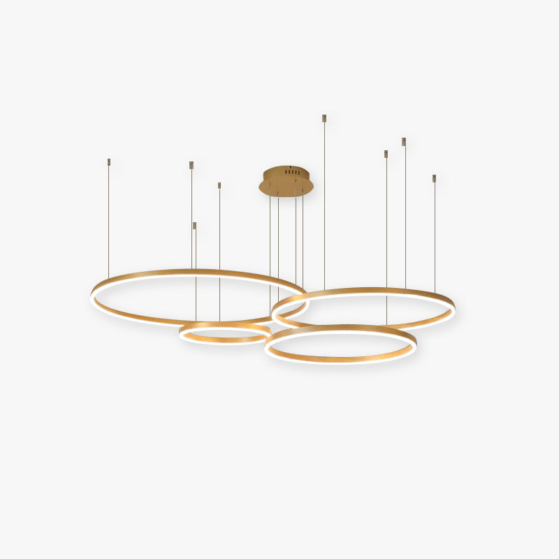 Lámpara de techo LED de varios aros, altura ajustable, metal y acrílico, para comedores, salas de estar y dormitorios, lámpara colgante contemporánea