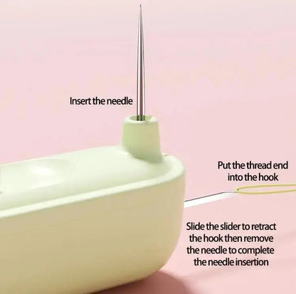 2-in-1 Sewing Helper with Threading Guide and Stitch Remover 4.1 inches Portable Craft Tool for Quilting Embroidery Alterations Mending Gree