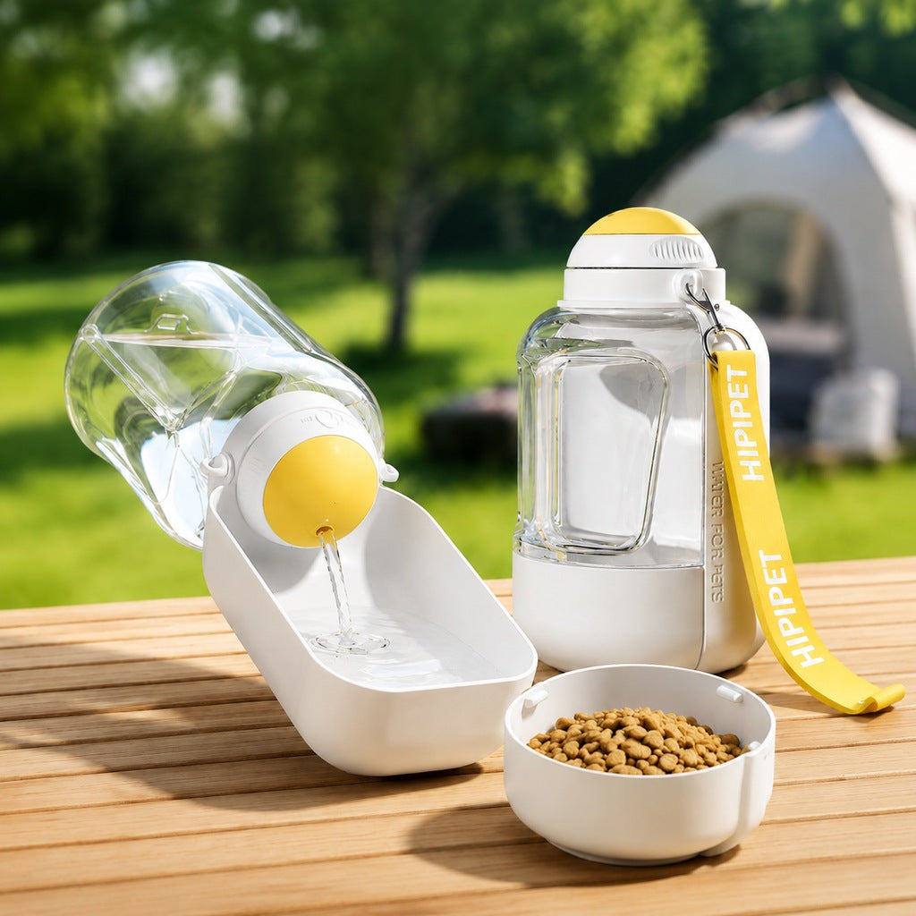Ortekor 2-in-1 Portable Dog Water Bottle with Food Container – Large Capacity Pet Travel Water Fountain, Perfect for Walks, Camping, and Road Trips