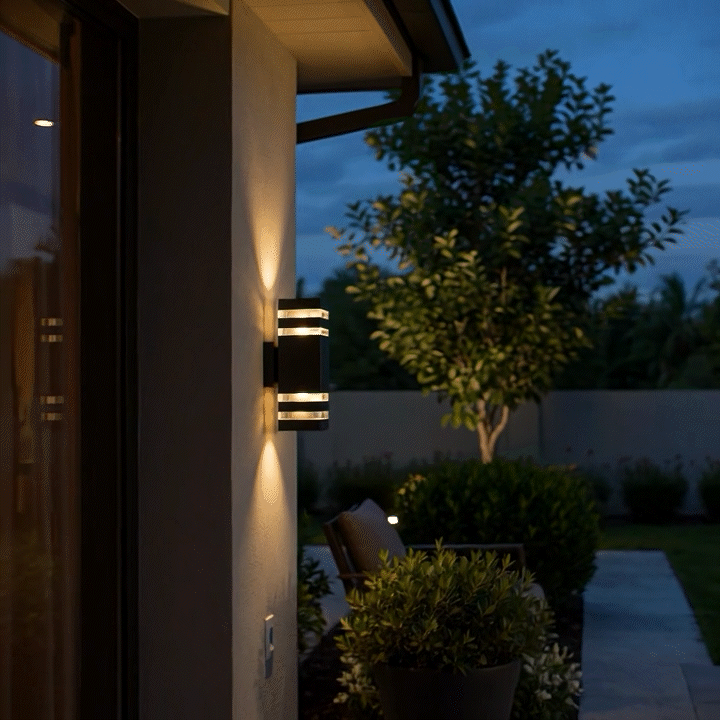 Dual-Beam Outdoor Wall Light with Up & Down Glow in Brushed Aluminum for Patio Entryway Garden Walkway
