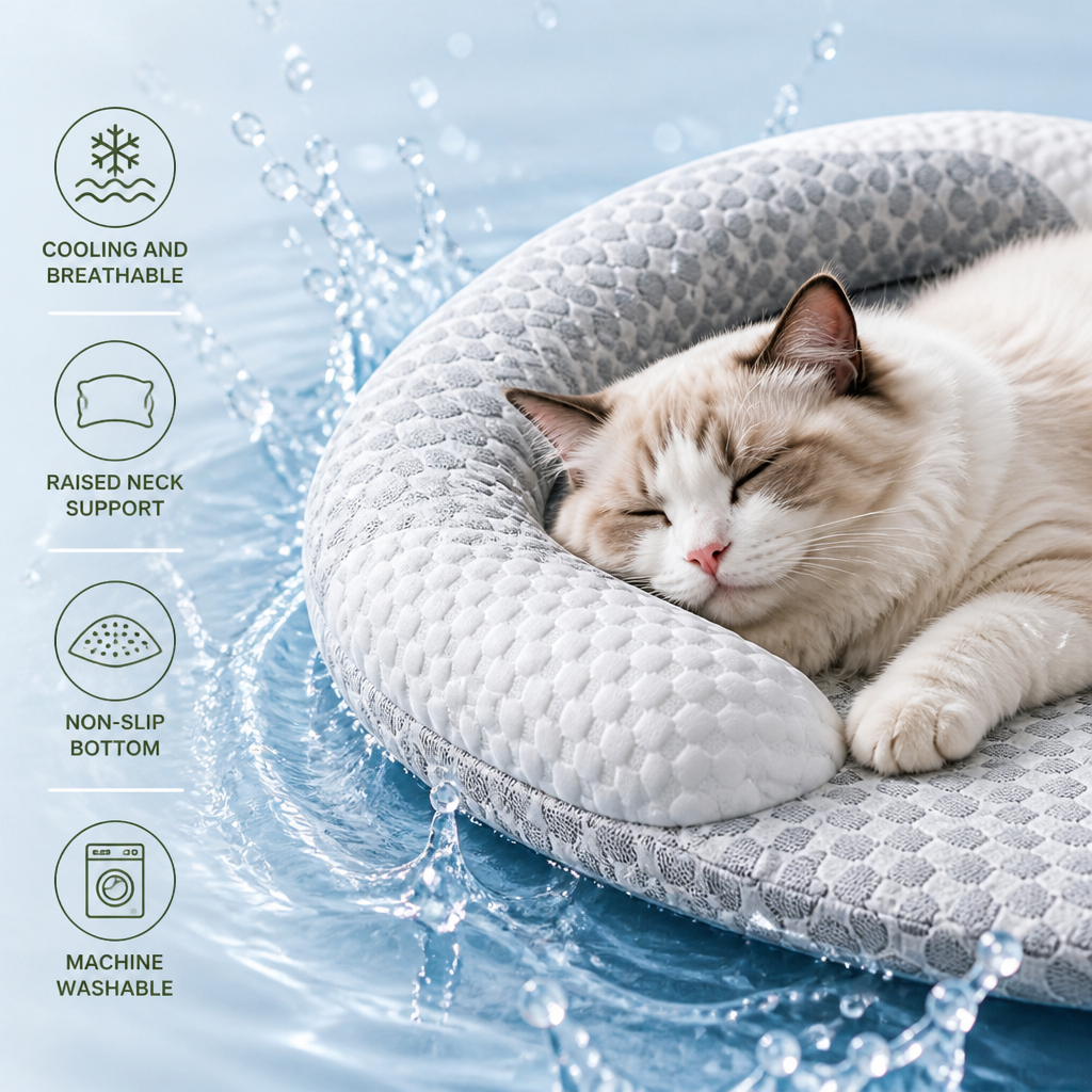 Ortekor Cooling Breathable Raised-Neck Dog Bed (Washable)