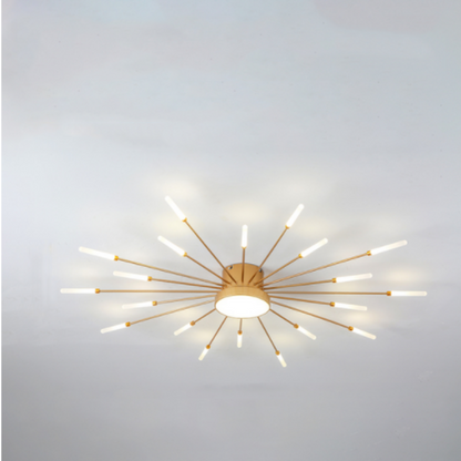Starburst Dimmable LED Ceiling Light Flush Mount Black Gold Metal Acrylic Indoor Modern Fixture for Bedroom Living Room Dining Room