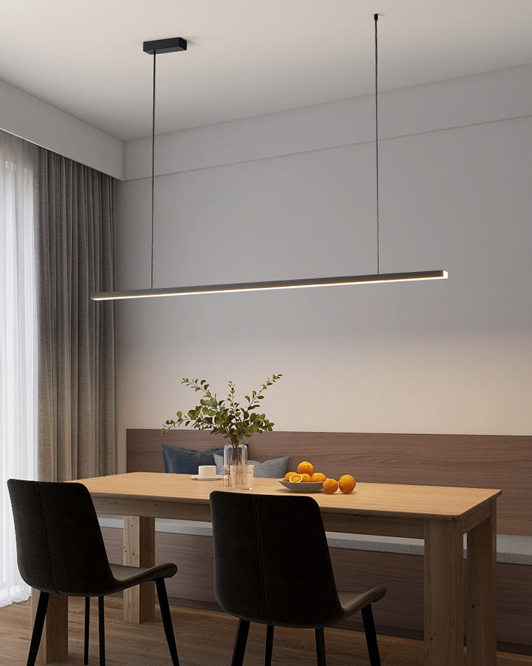 Suspended LED Strip Fixture for Countertop Islands – Dimmable Metal Bar Light with Remote in Matte or Gloss White – 39 to 102 in Adjustable