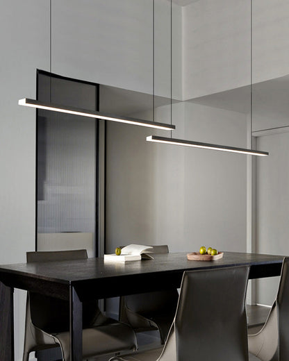 Suspended LED Strip Fixture for Countertop Islands – Dimmable Metal Bar Light with Remote in Matte or Gloss White – 39 to 102 in Adjustable