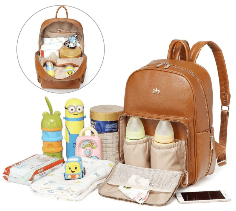 Parent Backpack Organizer with Changing Pad & Wet Bag – Waterproof PU Leather Multi-Pocket Storage for Newborn & Toddler Essentials