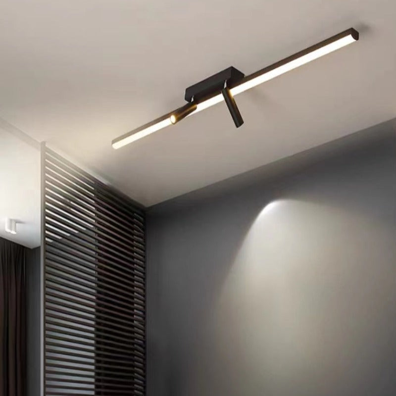Linear Black Metal LED Spotlight Track Fixture 39-Inch Adjustable Ceiling Light for Bedroom Living Room Modern Home Lighting Bar Directional