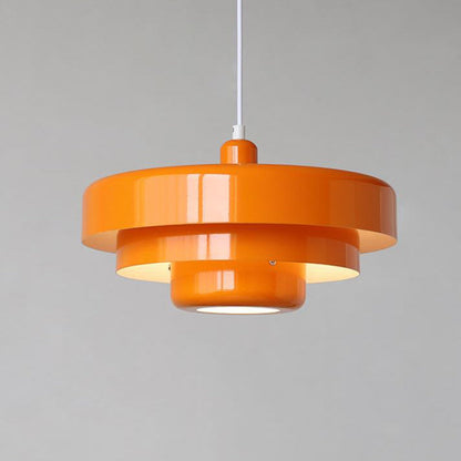 Hanging Ceiling Light Fixture for Kitchen Island Dining Room 14-Inch Round Tiered Metal Shade E26 Socket Adjustable Cord Modern Vintage Styl