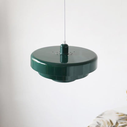 Hanging Ceiling Light Fixture for Kitchen Island Dining Room 14-Inch Round Tiered Metal Shade E26 Socket Adjustable Cord Modern Vintage Styl