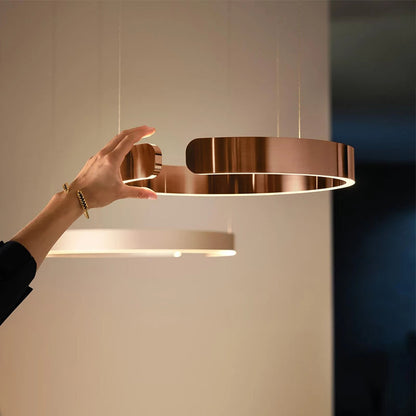 Lámpara de techo LED circular con anillo de aluminio de 20 pulgadas, altura ajustable para isla de cocina, comedor, vestíbulo, luz tipo halo colgante moderna, eficiencia energética
