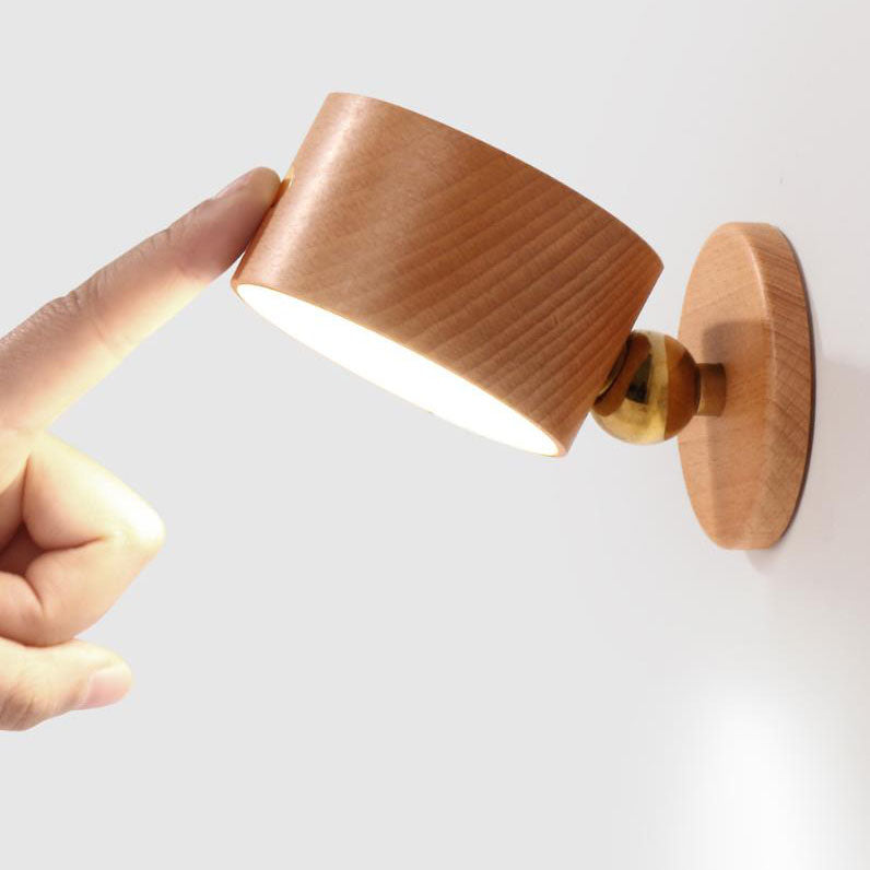 Rechargeable Magnetic Touch Control LED Accent Light for Hallway Bedroom Wall Sconce in Natural Wood Finish 3 in Wide 400 Lumens Ambient