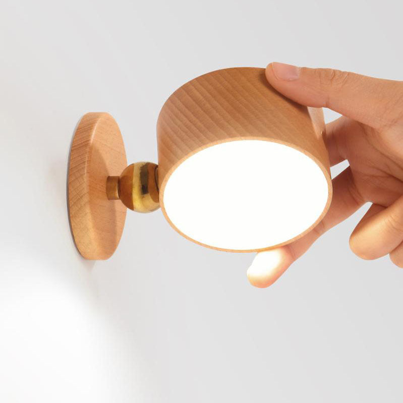 Rechargeable Wood Accent Sconce USB Powered 4W LED for Bedroom Nightstand Reading Corner Minimalist Lighting Wireless Cordless Modern