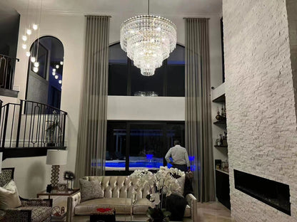 Multi-Tiered Crystal Ring Chandelier with Glass Chain Links for Dining Rooms and Living Rooms 36 48 60 Inch