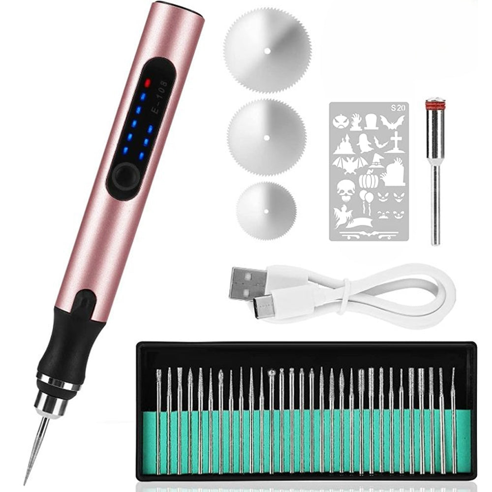 USB Rechargeable Precision Engraving Pen Tool with Adjustable Speed 5000-18000 RPM for Metal Glass Wood Jewelry DIY Craft Projects Quiet