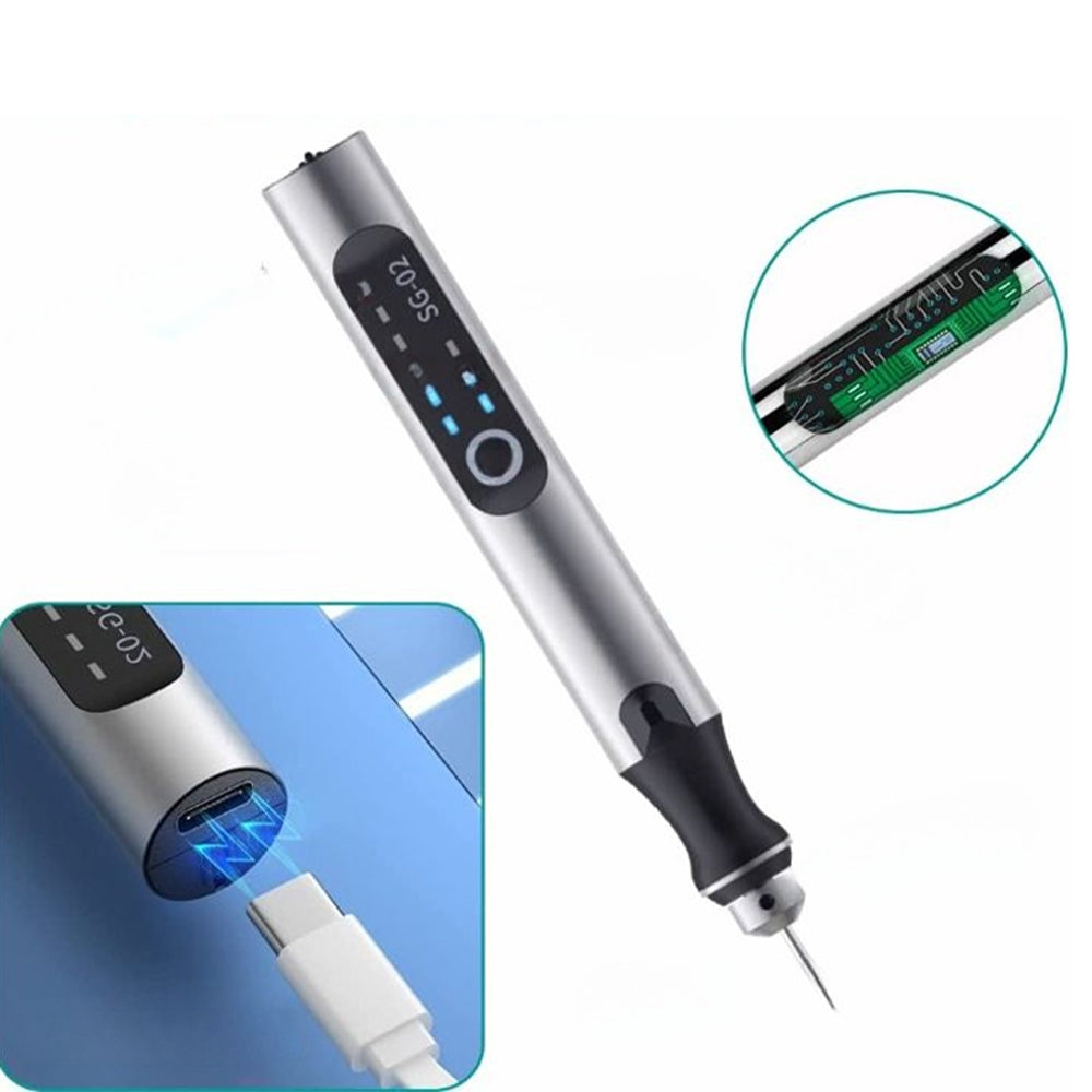 USB Rechargeable Precision Engraving Pen Tool with Adjustable Speed 5000-18000 RPM for Metal Glass Wood Jewelry DIY Craft Projects Quiet