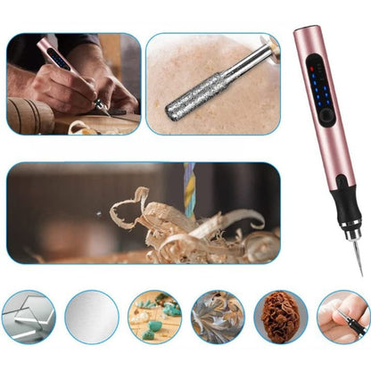 USB Rechargeable Precision Engraving Pen Tool with Adjustable Speed 5000-18000 RPM for Metal Glass Wood Jewelry DIY Craft Projects Quiet