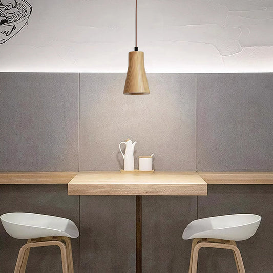 Lámpara colgante de madera, casquillo GU10, acabado beige, cable ajustable de 5.7 pulgadas, lámpara de techo cableada para dormitorio, sala de estar, cocina, comedor y entrada