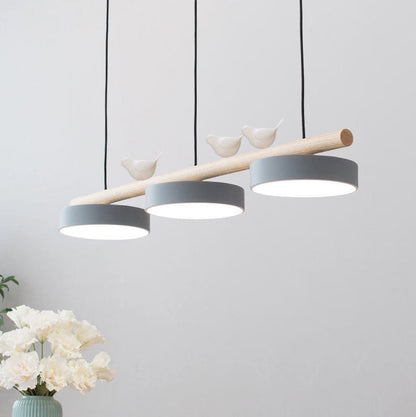 Linear LED Ceiling Light Fixture 36W 31.5 Inch Wood Iron Resin 3-Temperature Adjustable Flush Mount for Bedroom Living Room Hallway Kitchen