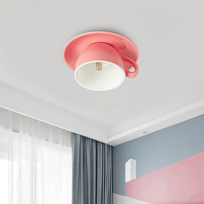 Lámpara de techo empotrada de cerámica para taza de café, ideal para dormitorio, sala de estar y cocina, accesorio LED decorativo moderno, 110V, cableado, diseño compacto y divertido