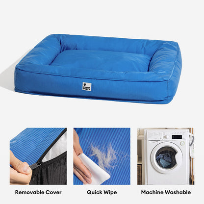 Raised-Edge Bolster Dog Bed with Joint-Relief Foam & Liquid-Proof Cover for Large Breeds
