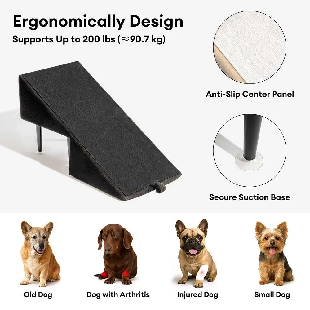 Pet Stairs with Anti-Slip Tread – Foldable 2-in-1 Ramp for Small Dogs, Seniors & Short Breeds – Velvet-Covered Step Platform for Couch & Bed