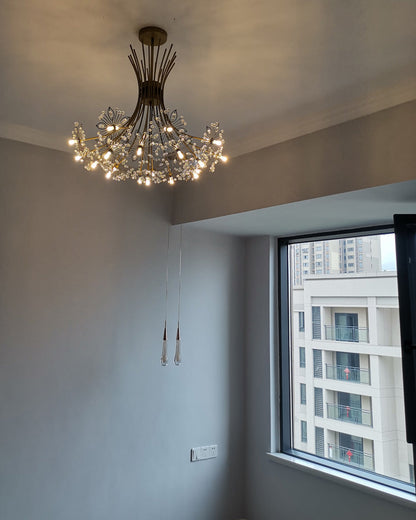 Lámpara de techo de cristal de brazos múltiples, 13 bombillas, 20.5 pulgadas de diámetro, cristal brillante para comedor, sala de estar, vestíbulo, dormitorio, moderna y ajustable
