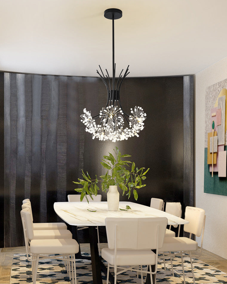 Lámpara de techo de cristal de brazos múltiples, 13 bombillas, 20.5 pulgadas de diámetro, cristal brillante para comedor, sala de estar, vestíbulo, dormitorio, moderna y ajustable