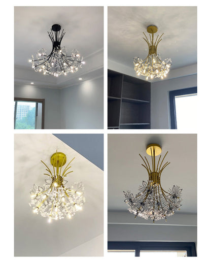 Lámpara de techo de cristal de brazos múltiples, 13 bombillas, 20.5 pulgadas de diámetro, cristal brillante para comedor, sala de estar, vestíbulo, dormitorio, moderna y ajustable