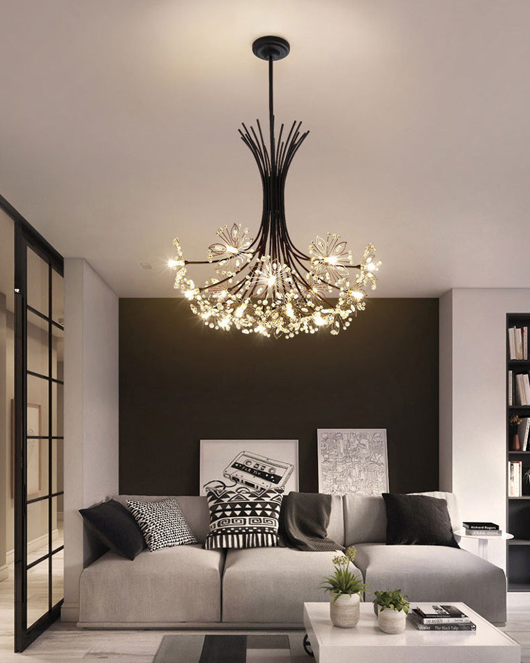 Lámpara de techo de cristal de brazos múltiples, 13 bombillas, 20.5 pulgadas de diámetro, cristal brillante para comedor, sala de estar, vestíbulo, dormitorio, moderna y ajustable
