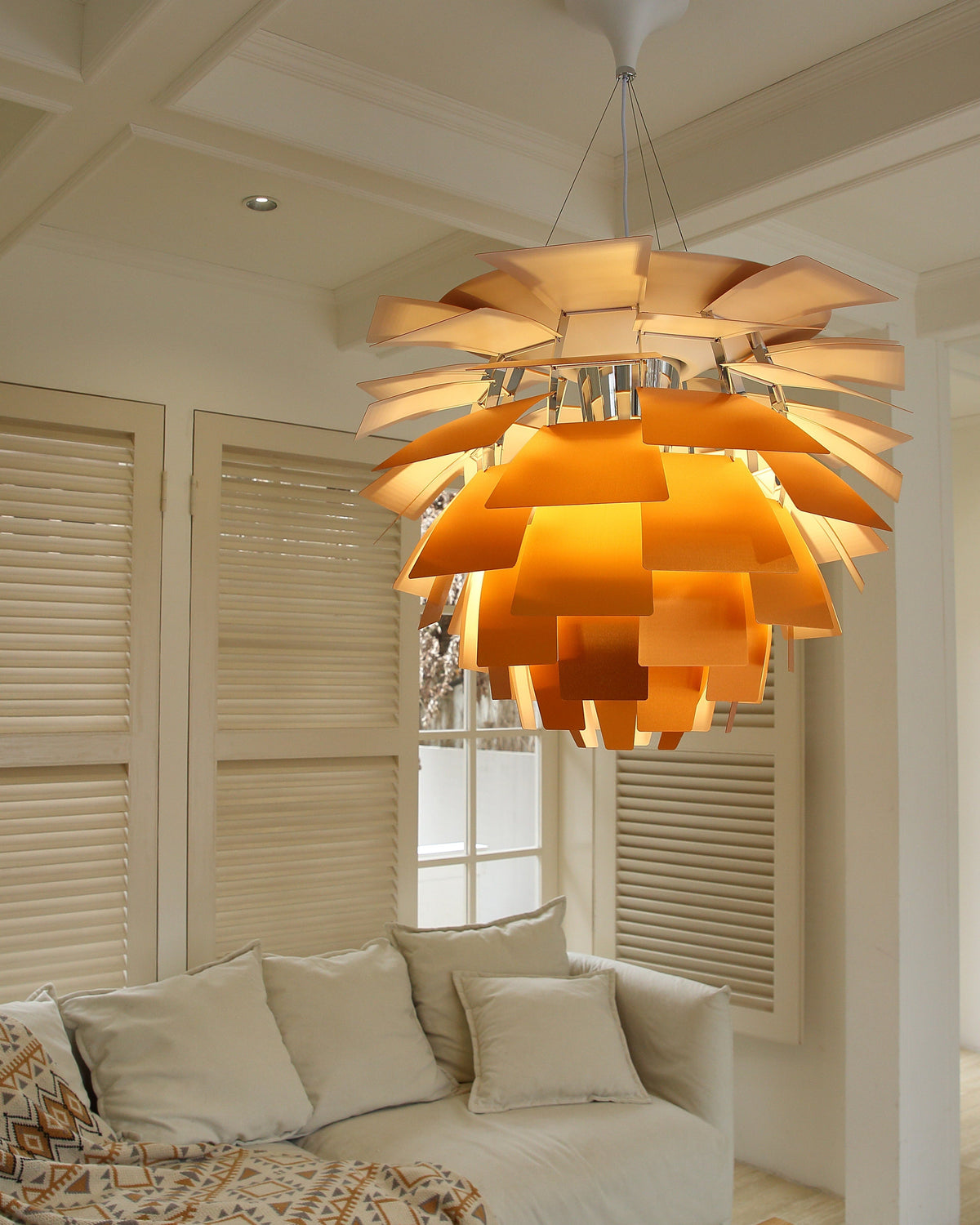 Layered Metal Fixture 19 in Wide Warm White E27 Socket Adjustable Height Kitchen Island Dining Room Cord Suspended Overhead Lighting Texture