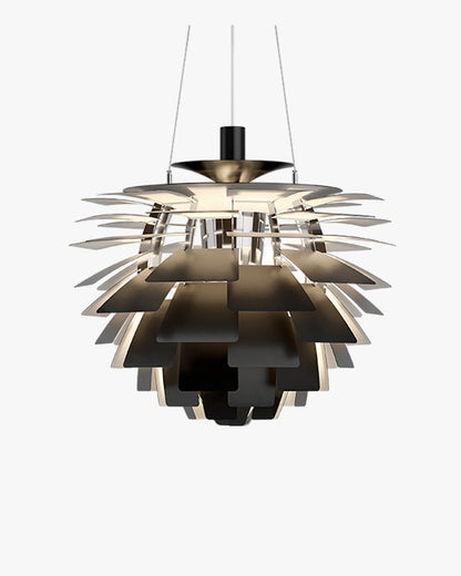 Sculptural Metal Shade Hanging Fixture 20 in Adjustable Height Overhead Lighting for Dining Room Kitchen Island Entryway Warm Glow Installat