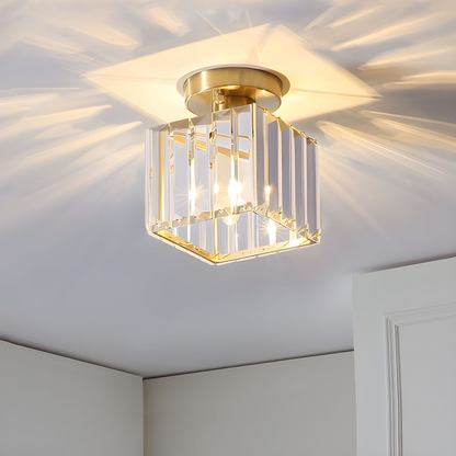 Flush Mount Crystal Light Fixture E27 Socket Black Gold for Bedroom Living Room Hallway Indoor Home Décor Compact Reflective Shade Elegant A
