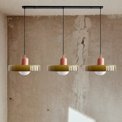 Glass Pendant Lamp 12 Inch Adjustable Height Ceiling Fixture for Bedrooms Nightstands Modern Minimalist Nordic Hanging Light E27 Socket for