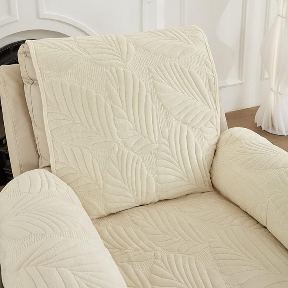 Botanical Print Furniture Protector for Recliners – Anti-Slip Stretch Chair Cover for Living Room & Home Office