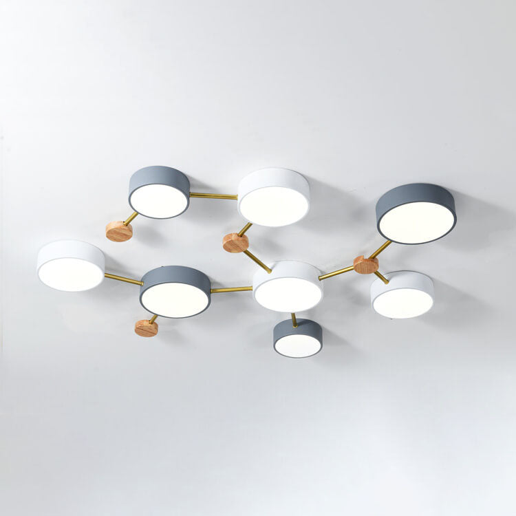 Contemporary Ceiling Light with Natural Wood Accents & Integrated LED | Geometric Multi-Bar Design for Living Rooms, Bedrooms, Hallways